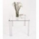 Mesa de comedor KARINA sobre de cristal y patas de DM con terminación acero de 140x90 cm