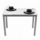 Mesa de cocina extensible PARIS sobre de cristal templado blanco y estructura en metal gris 110/170x70cm