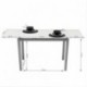Mesa de cocina extensible PARIS sobre de cristal templado blanco y estructura en metal gris 110/170x70cm