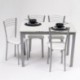 Mesa de cocina extensible PARIS sobre de cristal templado blanco y estructura en metal gris 110/170x70cm