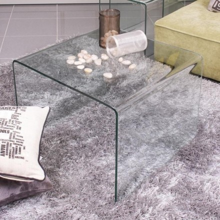 Mesa auxiliar de rincón BURANO de cristal curvado y  templado