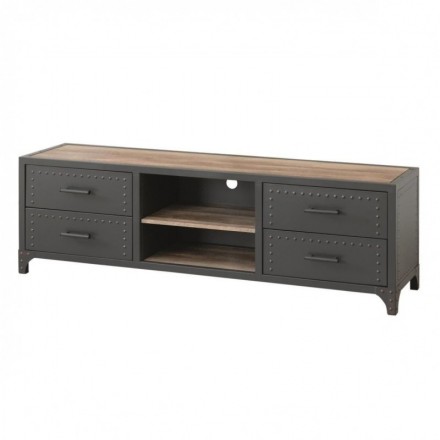 Mueble TV de diseño industrial BEJAR metal y MDF 160x44 h-50 cm.