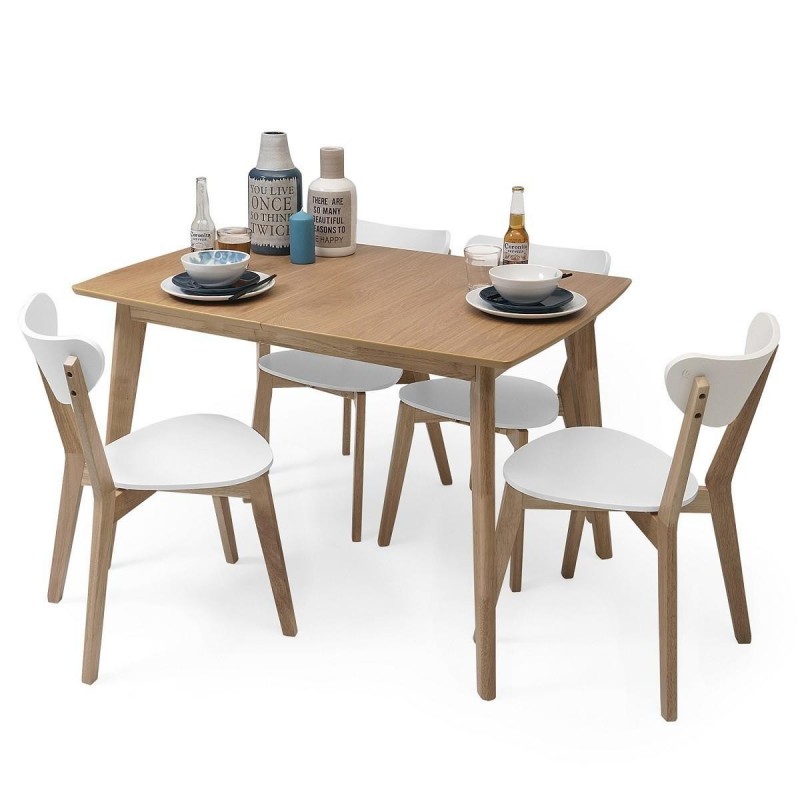 Mesa Comedor estilo Nórdico blanca/madera 160x80