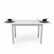 Mesa de cocina extensible PARIS WHITE sobre de cristal y estructura en metal blanco 110/170x70cm