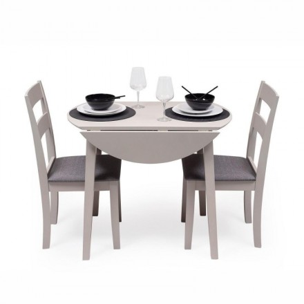 Conjunto de comedor DALLAS GREY mesa de comedor redonda extensible y 2 sillas de comedor