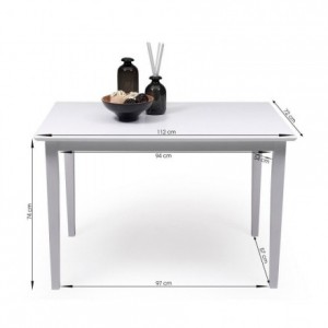 Conjunto de comedor KANSAS WHITE mesa de 112x72 cm. y 4 sillas de comedor color blanco