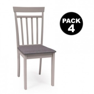 Conjunto de comedor KANSAS GRAY mesa 112x72 cm. y 4 sillas de comedor color gris