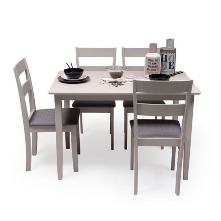 Conjunto de comedor KANSAS & DALLAS GRAY mesa y 4 sillas de comedor color gris