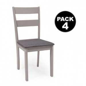 Conjunto de comedor KANSAS & DALLAS GRAY mesa 112x72 cm. y 4 sillas de comedor color gris