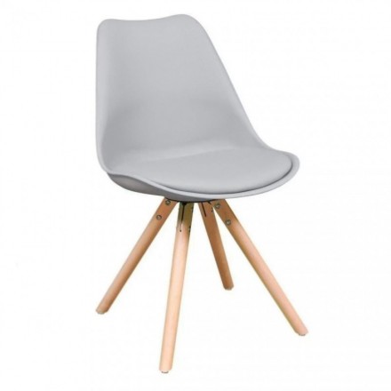 Silla de comedor ANDY asiento de polipropileno y patas de madera