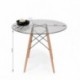 Mesa de cocina o comedor redonda TOWER VINTAGE sobre de cristal de 90 cm y pie central tipo Eames