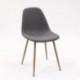 Pack de 4 sillas de comedor CAIRO tapizadas en tela gris patas metálicas imitación madera