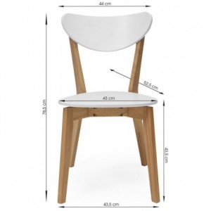 Pack de 2 sillas de comedor de diseño nórdico MELAKA madera de roble y MDF lacado blanco mate