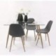 Conjunto de comedor CAIRO con mesa de cristal de 120x80 y 4 sillas tapizadas