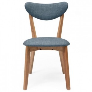 Silla de comedor MELAKA tapizada en tela y patas de madera de roble