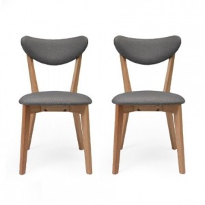 Silla de comedor MELAKA tapizada en tela y patas de madera de roble