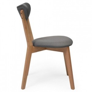 Silla de comedor MELAKA tapizada en tela y patas de madera de roble