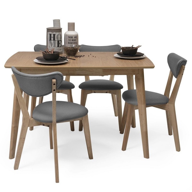 Conjunto de comedor de diseño nórdico MELAKA mesa extensible y 4 silla