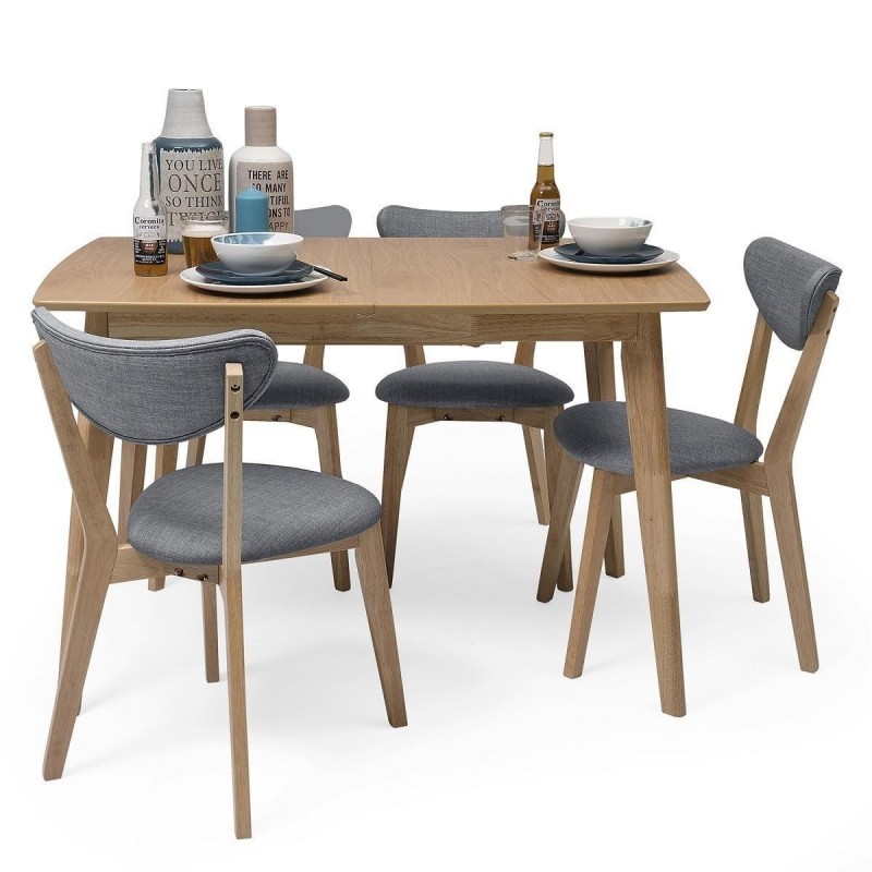 Conjunto de comedor de diseño nórdico MELAKA mesa extensible y 4 silla