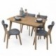 Conjunto de comedor de diseño nórdico MELAKA mesa extensible y 4 sillas tapizadas