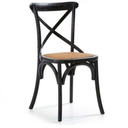 Silla de madera de olmo negra inspiración Thonet SILEA