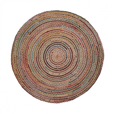 Alfombra redonda SAMY yute natural y algodón multicolor de 100 cm