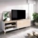 Mueble de TV de diseño nórdico NESS tablero de partículas melaminizado color blanco y natural o grafito y natural 155x43x47 cm