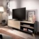 Mueble de TV de diseño nórdico NESS tablero de partículas melaminizado color blanco y natural o grafito y natural 155x43x47 cm