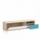 Mueble de TV diseño nórdico NORA tablero de partículas melaminizado en color blanco/esmeralda/natural/gris 155x43 cm