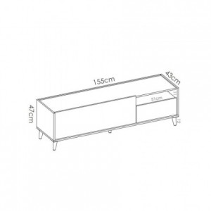Mueble de TV diseño nórdico NORA tablero de partículas melaminizado en color blanco/esmeralda/natural/gris 155x43 cm