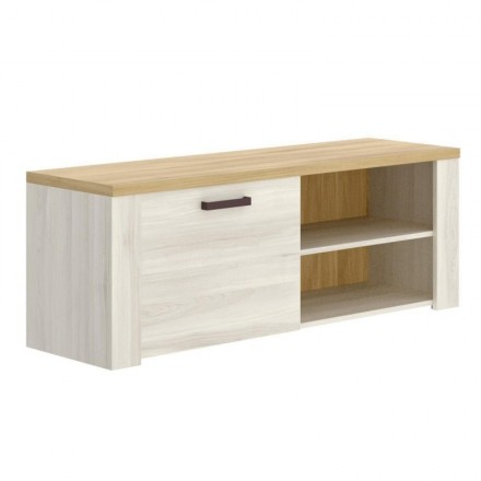 Mueble de TV SIENA tablero de partículas melaminizado color blanco finés y milano 130x40x49 cm