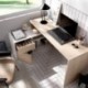 Mesa escritorio ROX tablero de partículas melaminizado color blanco/natural, grafito/natural o blanco 92x139x75 cm / 51x200-230x