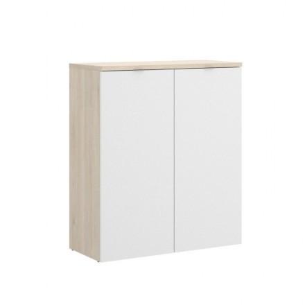 Archivador bajo de dos puertas ROX tablero de partículas melaminizado color blanco brillo/natural 79x40x96 cm