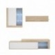 Mueble de salón modular KOLN color blanco brillo y natural de 215 cm