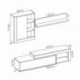 Mueble de salón modular KOLN color blanco brillo y natural de 215 cm