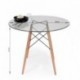 Mesa de cocina o comedor redonda TOWER VINTAGE 100 sobre de cristal de 100 cm y pie central tipo Eames
