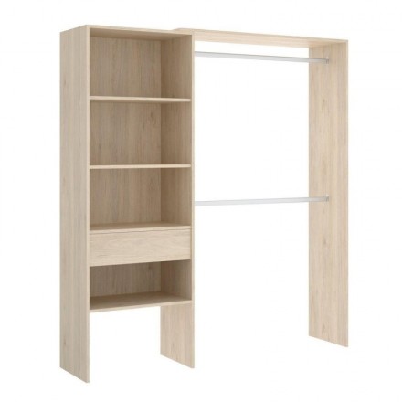 Armario vestidor SUIT color natural, adaptable de 160 a 110 cm