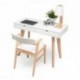 Conjunto de escritorio MELAKA mesa escritorio de 110x45 cm y sillón color madera natural y blanco