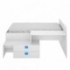Cama juvenil de diseño moderno CHIC tablero de partículas melaminizado color blanco y tiradores fucsia/azul 195x134x95 cm