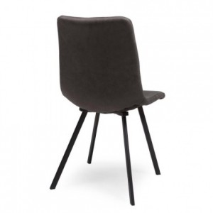 Conjunto ERICA. Mesa cristal redondo 110 cm base metal negro y cuatro sillas ERICA grisMedidas mesa: Diámetro 110 cm Alto 75 cm