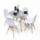 Conjunto de comedor TOWER CRISTAL. Mesa de cristal redonda de 90 cm y 4 sillas MAX TOWER