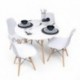 Conjunto de comedor TOWER 100 mesa redonda de 100 cm  lacada en blanco con patas de madera  y 4 sillas TOWER