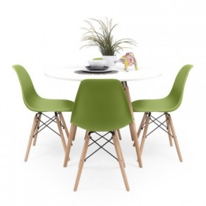 Conjunto de comedor TOWER 100. Mesa redonda de 100 cm y 4 sillas TOWER Eames