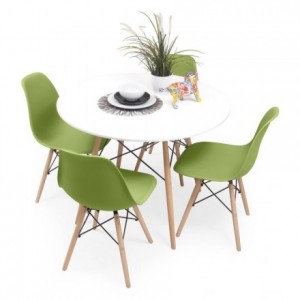 Conjunto de comedor TOWER 100. Mesa redonda de 100 cm y 4 sillas TOWER Eames