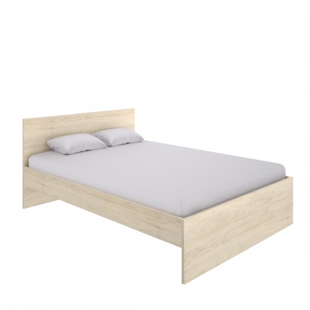 Cama de matrimonio de diseño moderno ELY tablero de partículas melaminizado color blanco o natural 192x156x85 cm