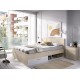 Cama de matrimonio de diseño moderno ELY tablero de partículas melaminizado color blanco o natural 192x156x85 cm