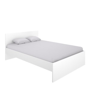 Cama de matrimonio de diseño moderno ELY tablero de partículas melaminizado color blanco o natural 192x156x85 cm