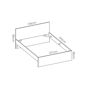 Cama de matrimonio de diseño moderno ELY tablero de partículas melaminizado color blanco o natural 192x156x85 cm