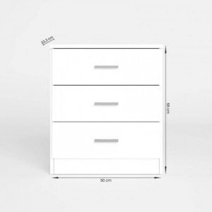 Mesita de tres cajones NORDIC tablero de partículas melaminizado color blanco / blanco y sahara 50x33,3x58 cm