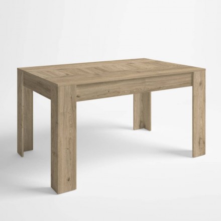 Mesa extensible BASE tablero de partículas melaminizado color blanco nordic/ madera naturale 140,4/200,4x90x76,1 cm